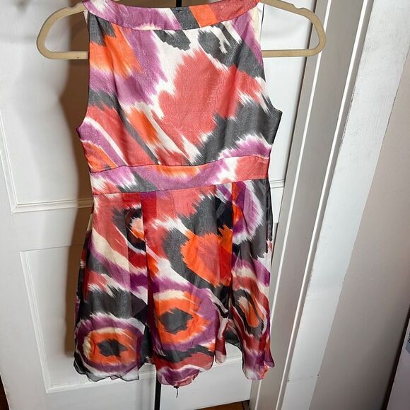 ❤️Cynthia Steffe Women's Abstract V Neck Sleeveless Silk Dress Multi-Color Sz2 - Picture 6 of 7